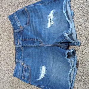 High rise cut off shorts